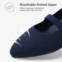 Ascenelle Women’s Comfortable Mary Jane Flats Knit Edition
