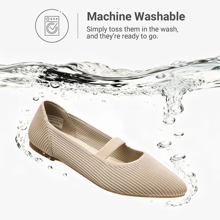 Ascenelle Women’s Comfortable Mary Jane Flats Knit Edition