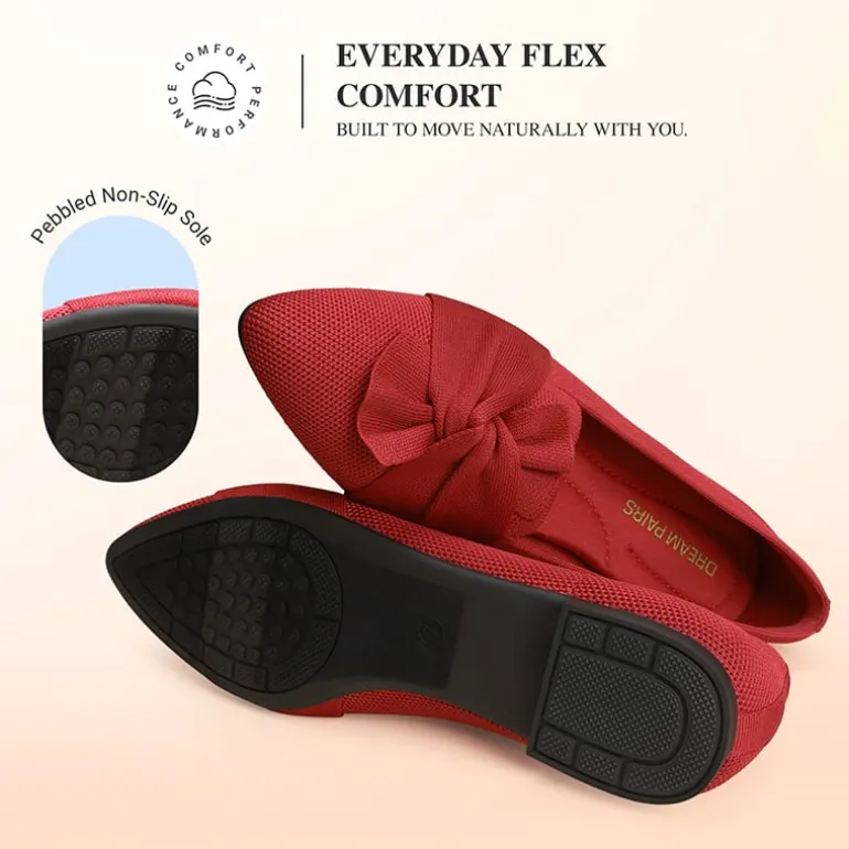 Ascenelle Women’s Foldable Bow Flats Knit Edition