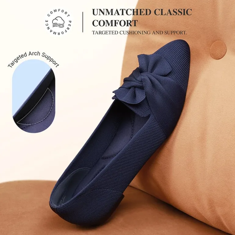 Ascenelle Women’s Foldable Bow Flats Knit Edition