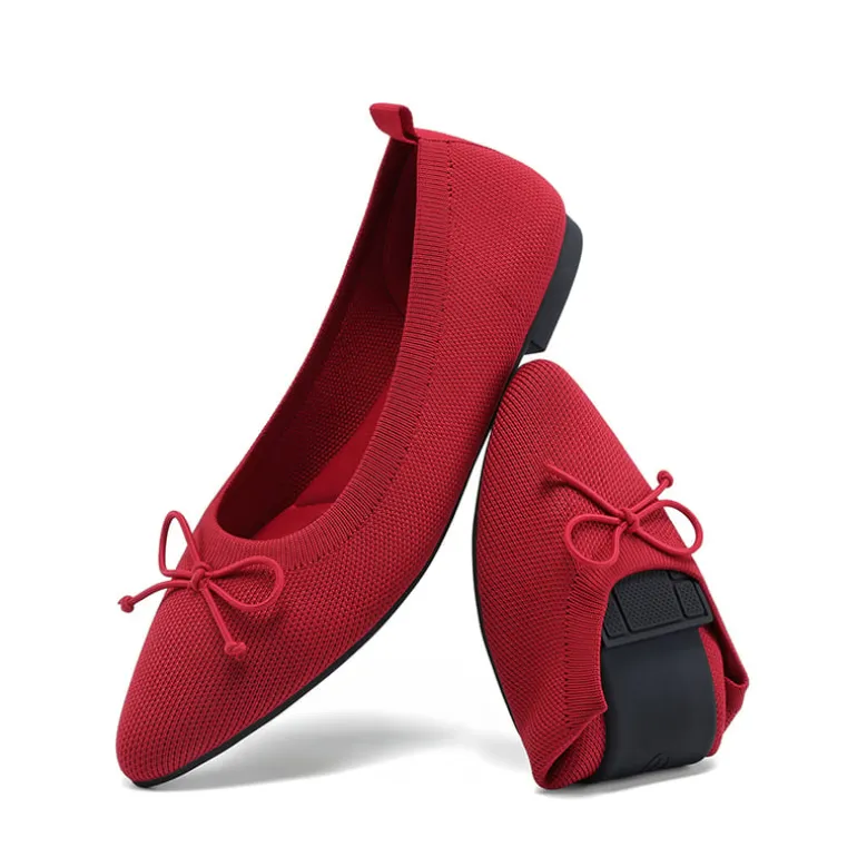 Ascenelle Women’s Foldable Breathable Bow Flats Knit Edition