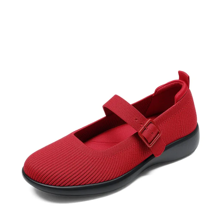 Ascenelle Women's Mary Jane Flats with Arch Support Knit Edition