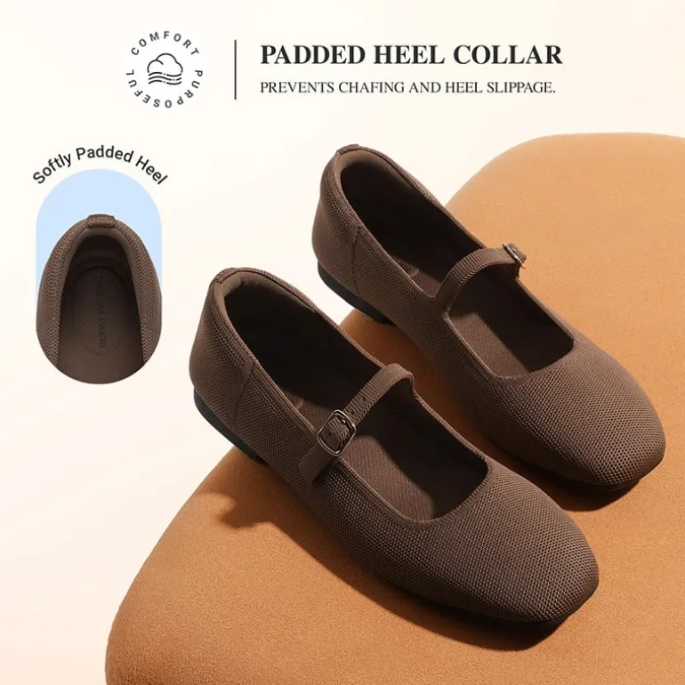Ascenelle Women's Mary Jane Flats with Buckle Strap Knit Edition