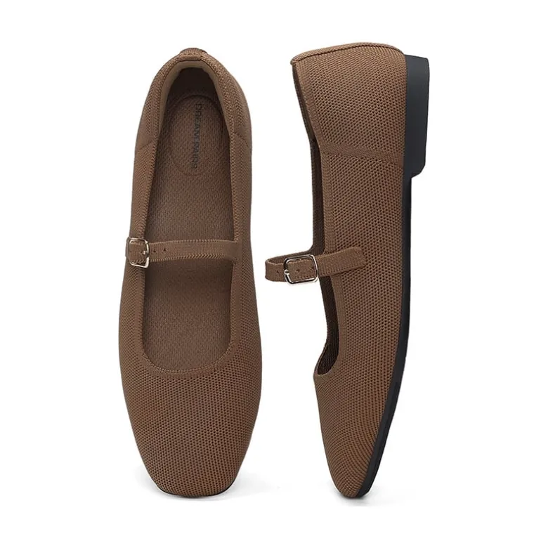Ascenelle Women's Mary Jane Flats with Buckle Strap Knit Edition
