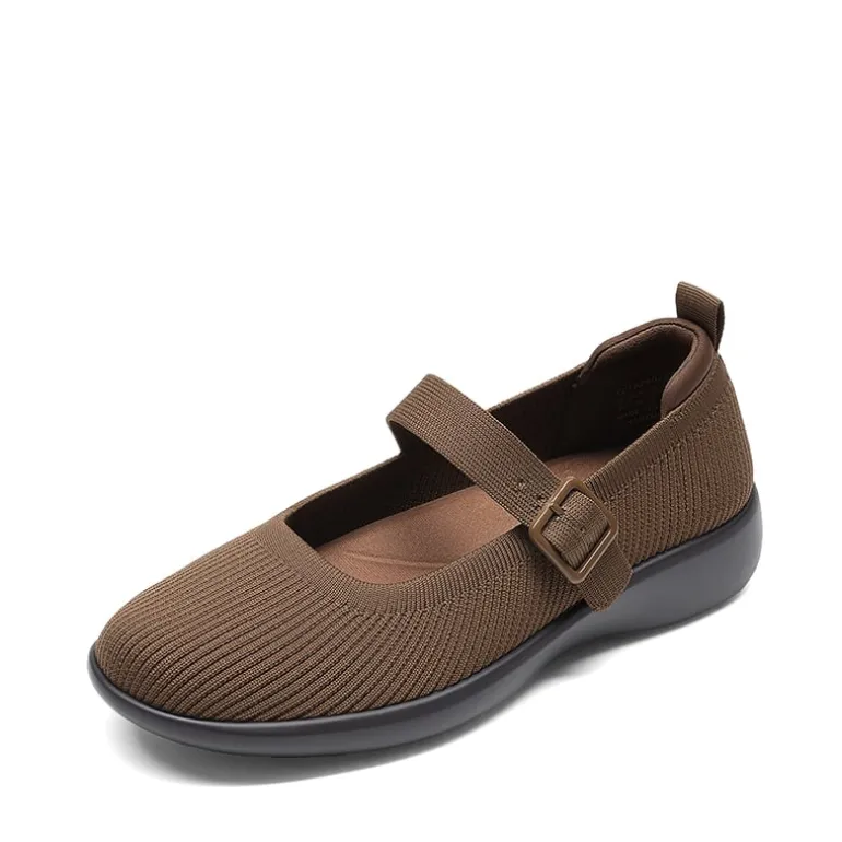 Ascenelle Women's Mary Jane Flats with Arch Support Knit Edition