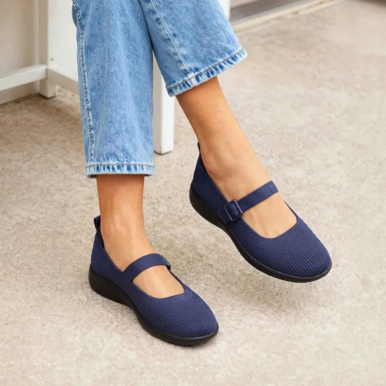 Ascenelle Women's Mary Jane Flats with Arch Support Knit Edition