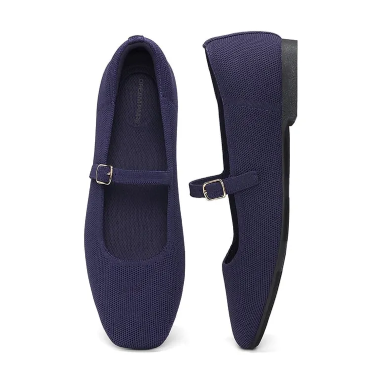 Ascenelle Women's Mary Jane Flats with Buckle Strap Knit Edition