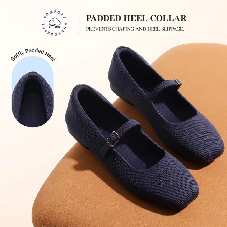 Ascenelle Women's Mary Jane Flats with Buckle Strap Knit Edition