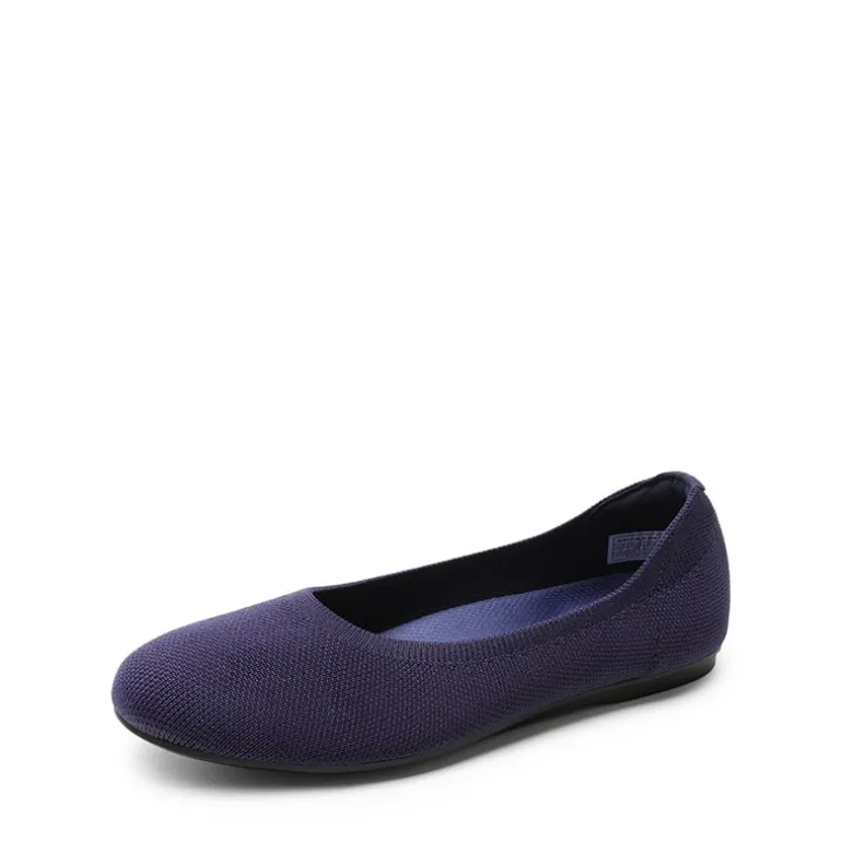 Ascenelle Women’s Round-Toe Arch-Support Ballet Flats Knit Edition