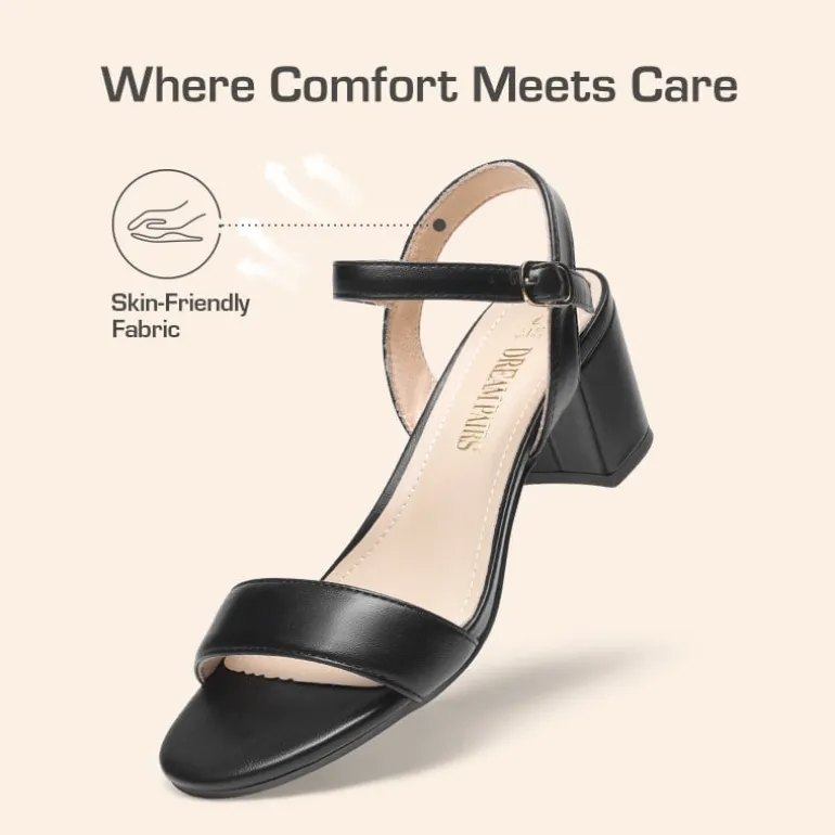Ascenelle Women’s Wide-Toe Single-Strap Block Heel Sandals
