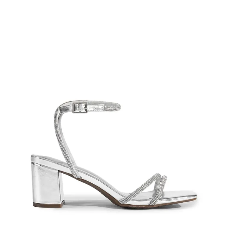 Asymmetric Strap Block Heel Sandals
