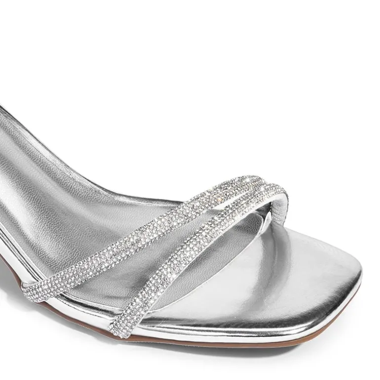 Asymmetric Strap Block Heel Sandals
