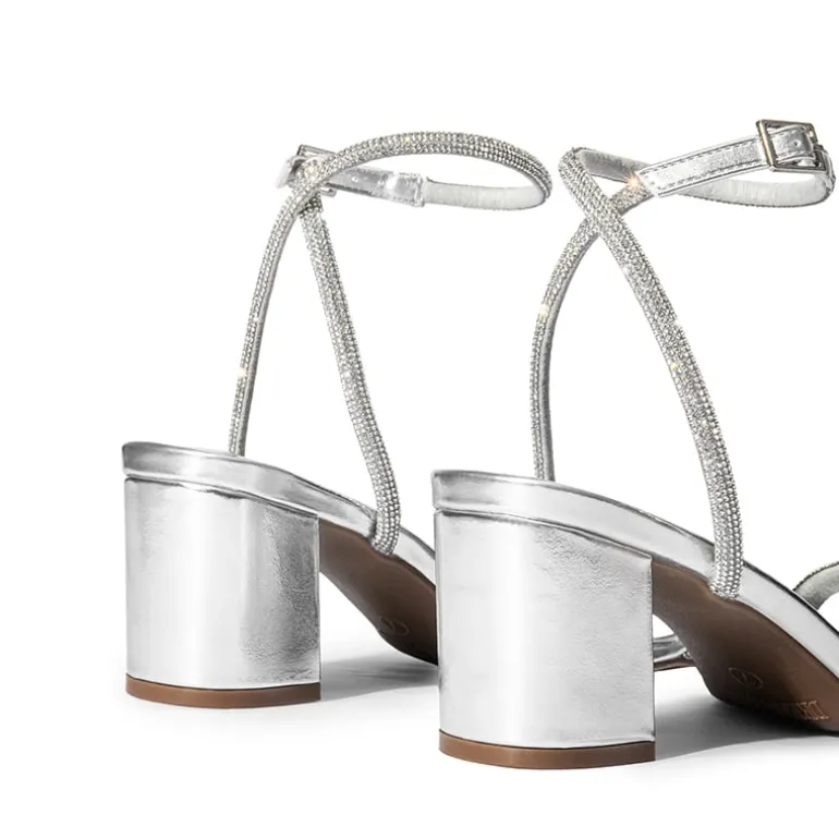 Asymmetric Strap Block Heel Sandals