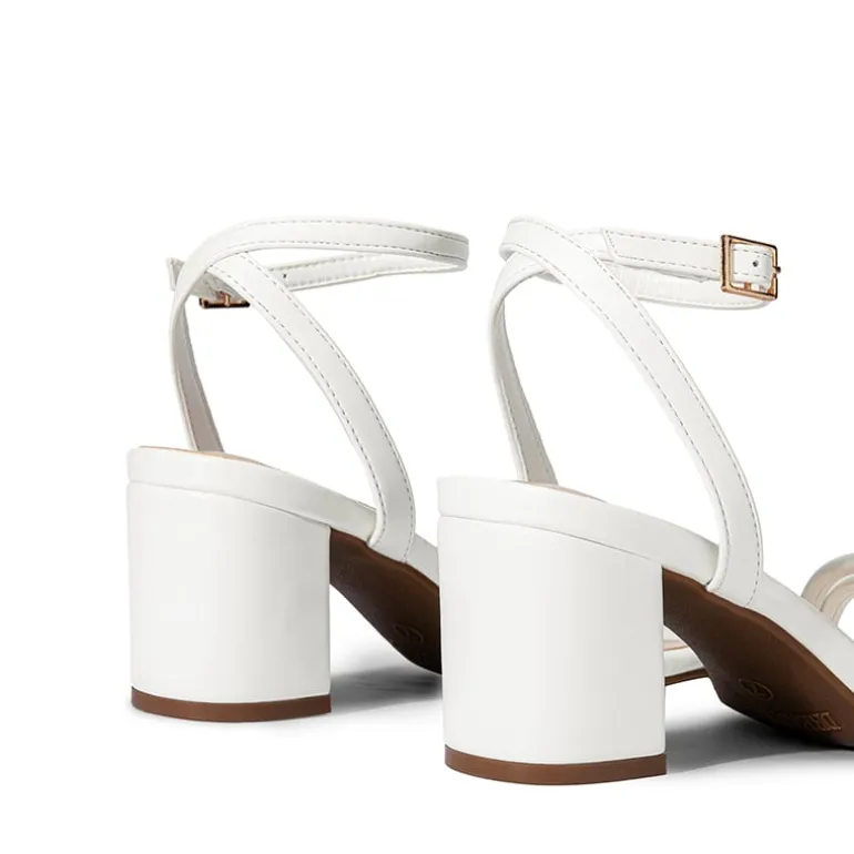 Asymmetric Strap Block Heel Sandals