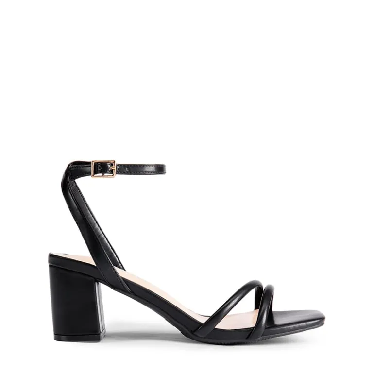 Asymmetric Strap Block Heel Sandals
