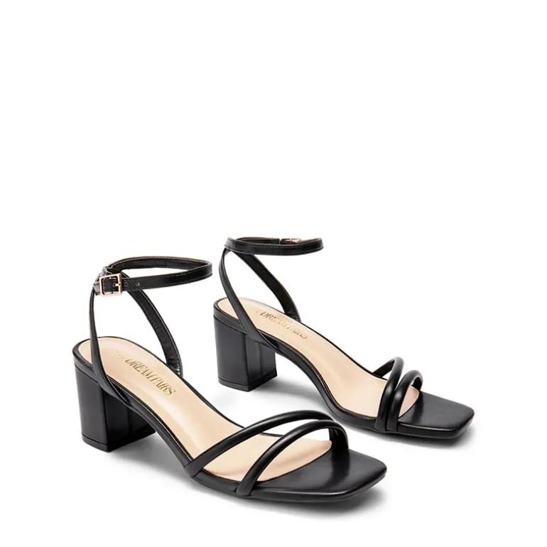 Asymmetric Strap Block Heel Sandals