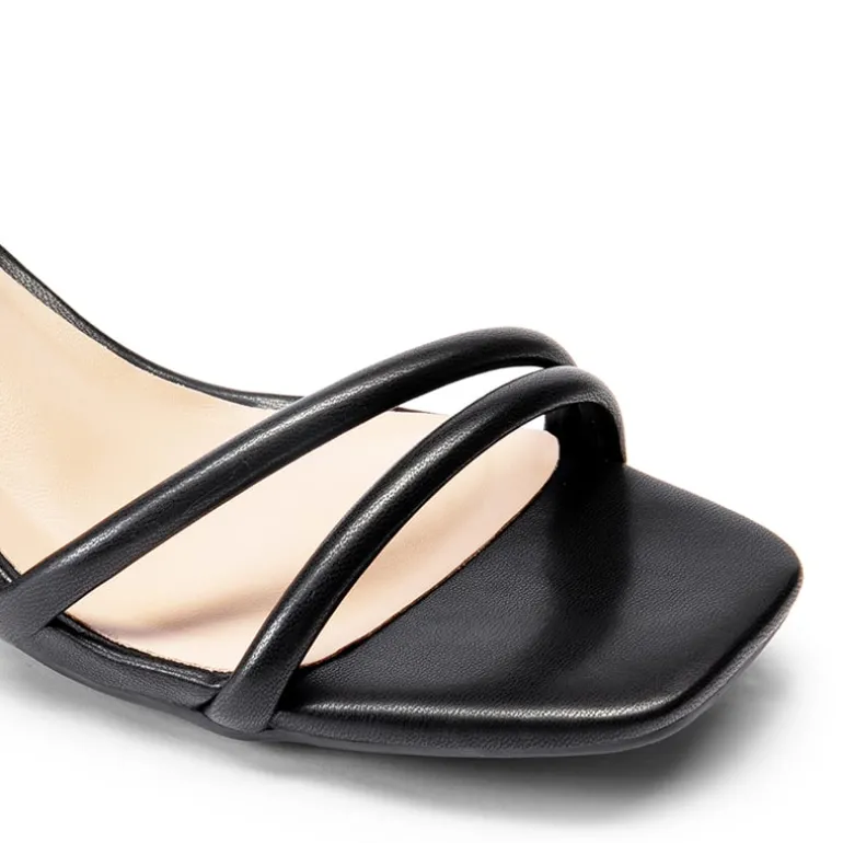 Asymmetric Strap Block Heel Sandals