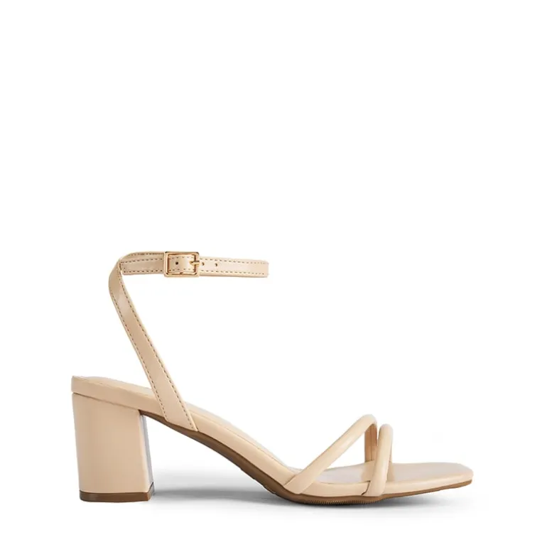Asymmetric Strap Block Heel Sandals
