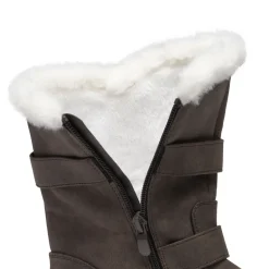 Black Leather Mid Calf Snow Boots
