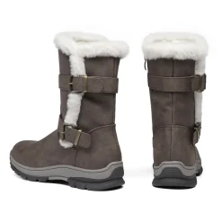 Black Leather Mid Calf Snow Boots