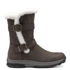 Black Leather Mid Calf Snow Boots