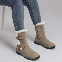 Black Leather Mid Calf Snow Boots