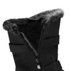Black Leather Mid Calf Snow Boots