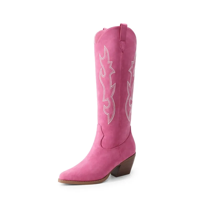 Block Heel Knee-high Cowgirl Boots