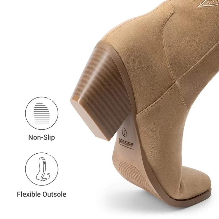 Block Heel Knee-high Cowgirl Boots