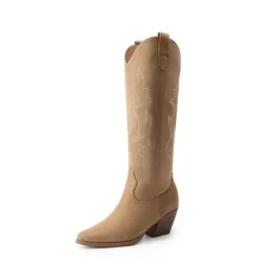 Block Heel Knee-high Cowgirl Boots