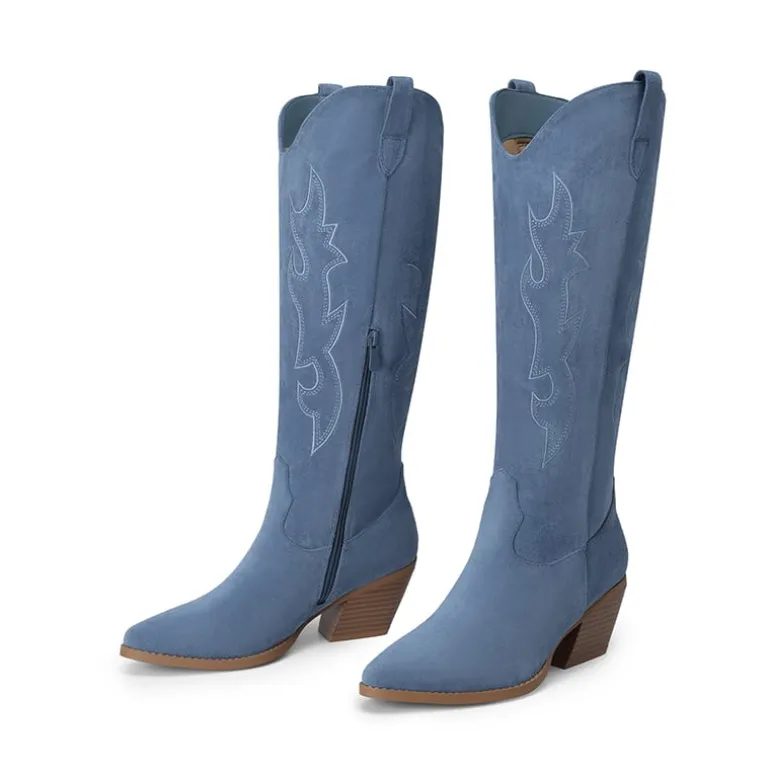Block Heel Knee-high Cowgirl Boots