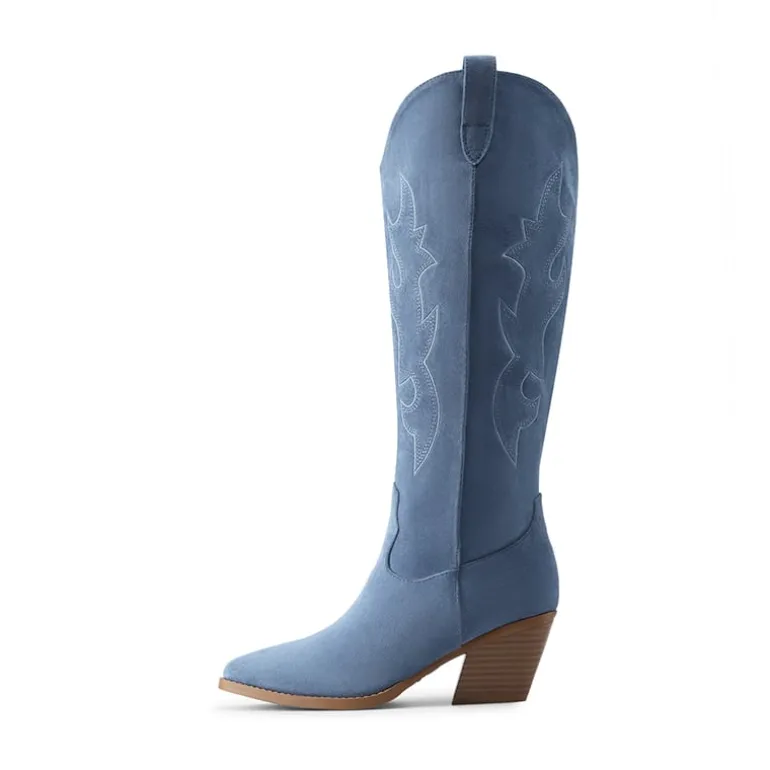 Block Heel Knee-high Cowgirl Boots