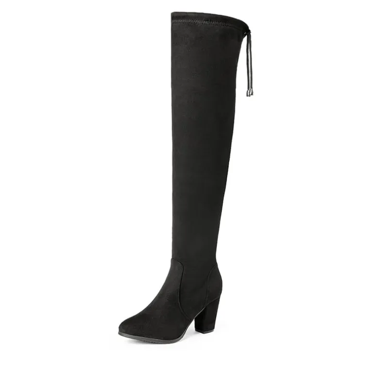Block Heel Over The Knee Boots