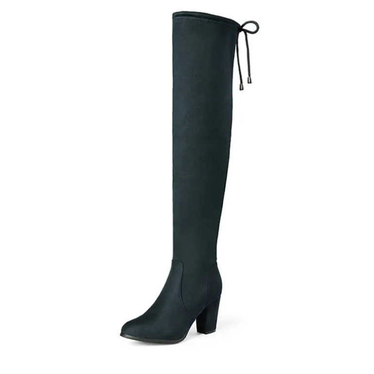 Block Heel Over The Knee Boots