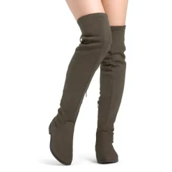 Block Heel Over The Knee High Boots
