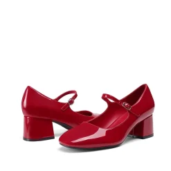 Block Heel Square Toe Mary Jane Pumps