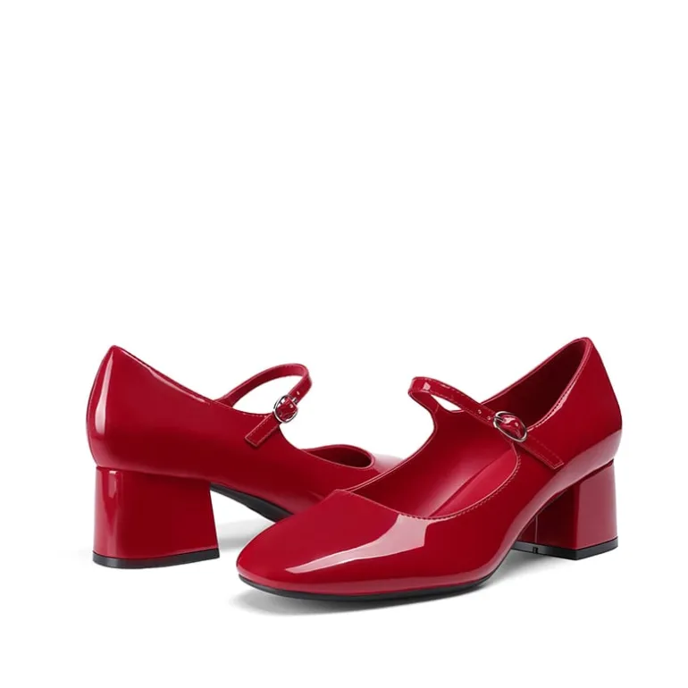 Block Heel Square Toe Mary Jane Pumps