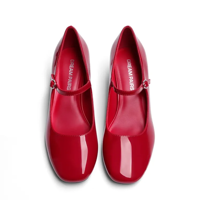 Block Heel Square Toe Mary Jane Pumps