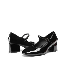 Block Heel Square Toe Mary Jane Pumps
