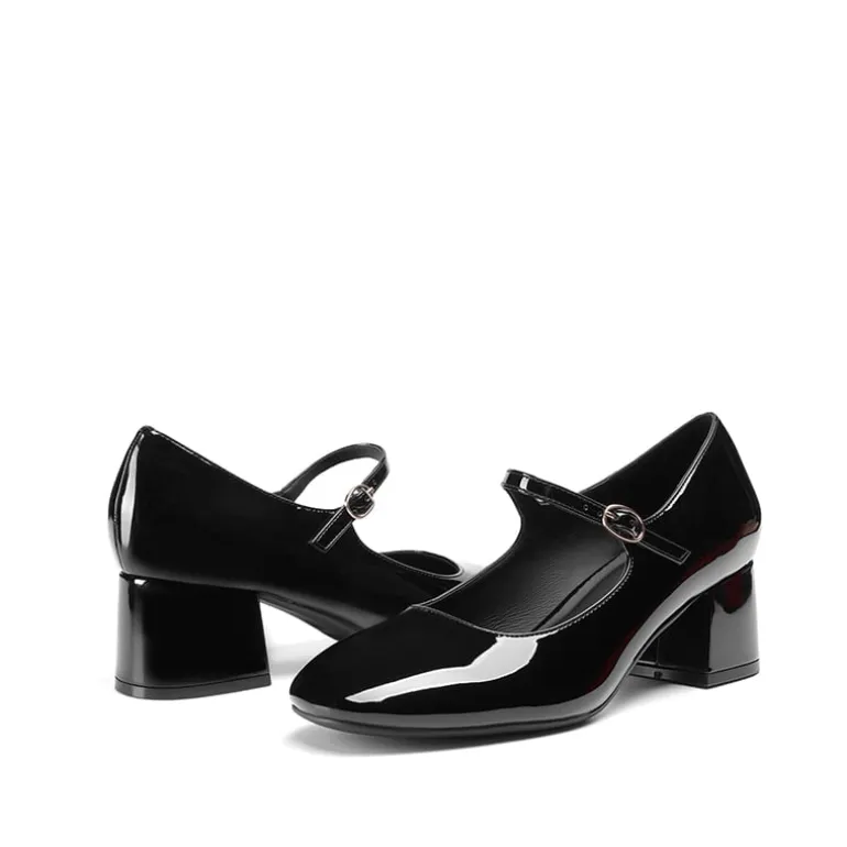 Block Heel Square Toe Mary Jane Pumps
