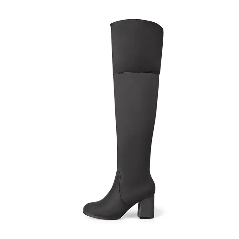 Block Heel Suede Over The Knee Boots