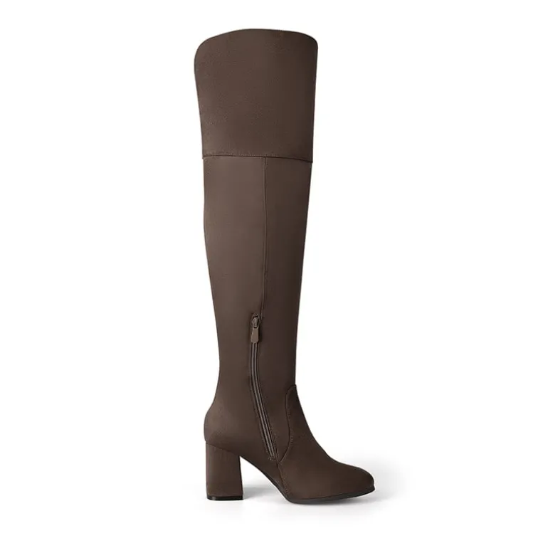 Block Heel Suede Over The Knee Boots