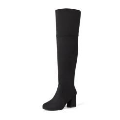Block Heel Suede Over The Knee Boots