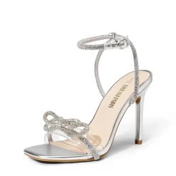 Bowknots Square Toe Rhinestone Heels