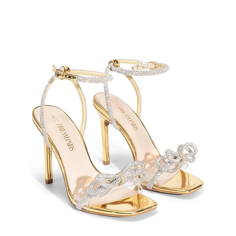 Bowknots Square Toe Rhinestone Heels