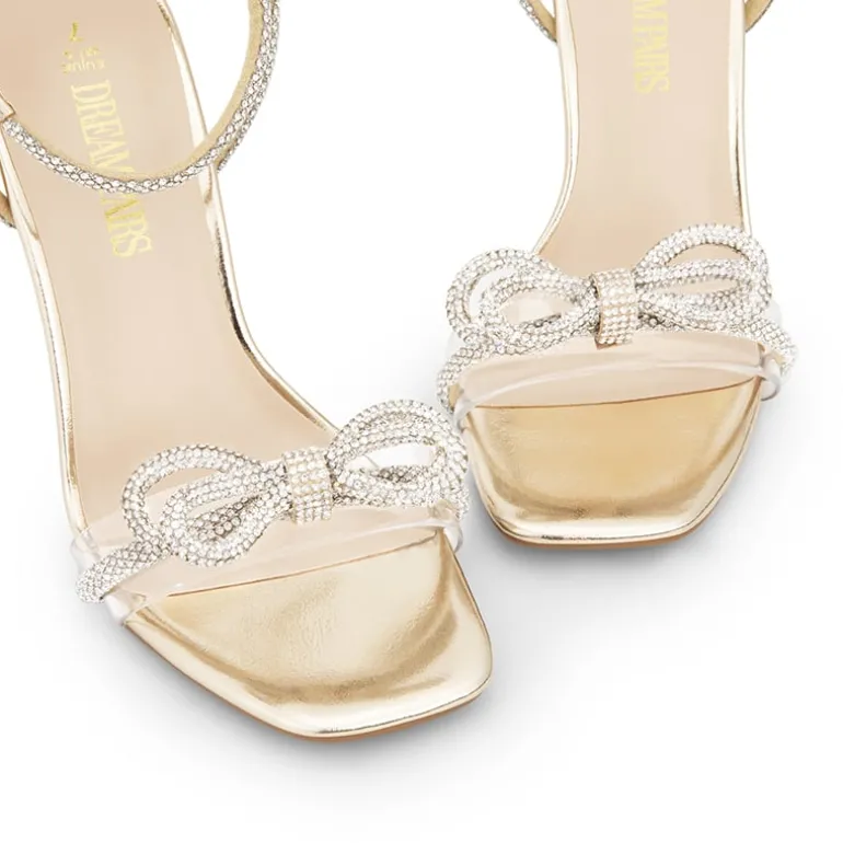 Bowknots Square Toe Rhinestone Heels