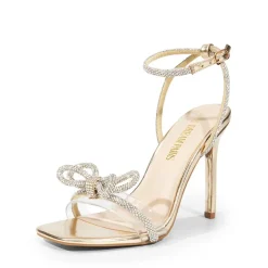 Bowknots Square Toe Rhinestone Heels