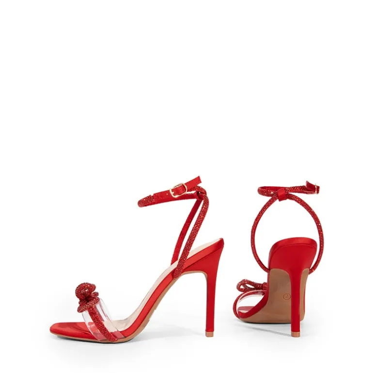 Bowknots Square Toe Rhinestone Heels