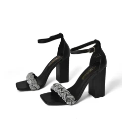 Braided Ankle Strap Block Heel Sandals