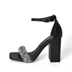 Braided Ankle Strap Block Heel Sandals